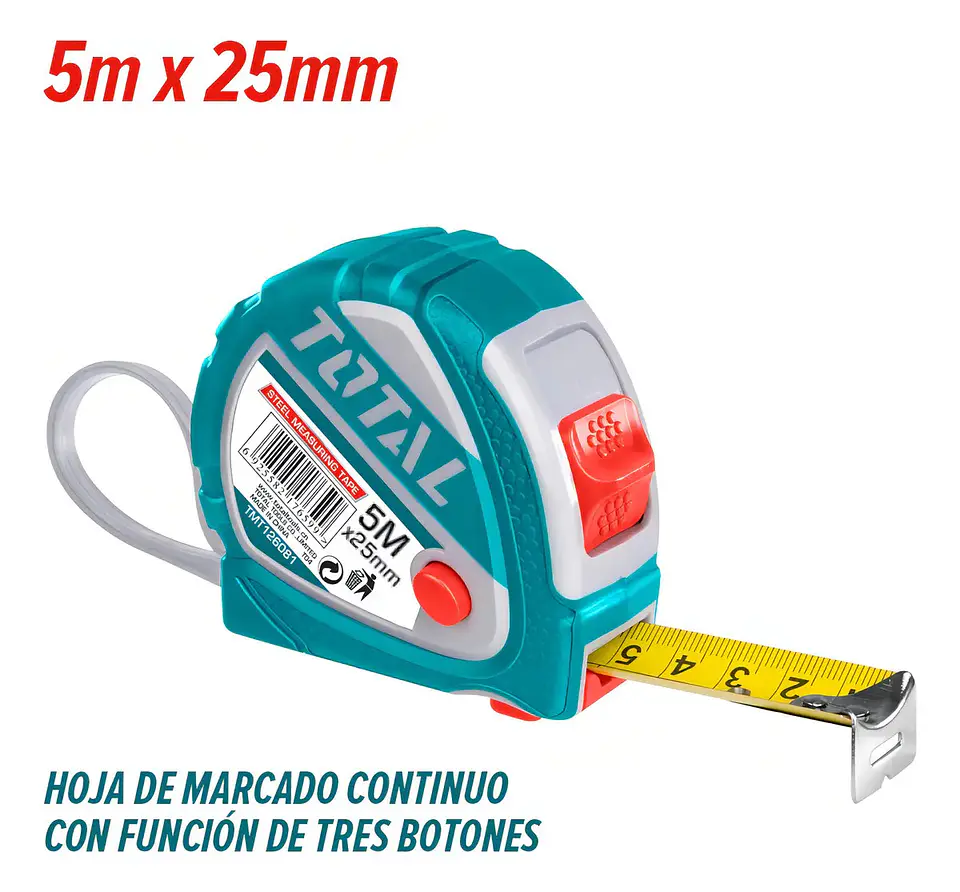 HUINCHA DE MEDIR 5MTS X 25MM TOTAL 3B 3