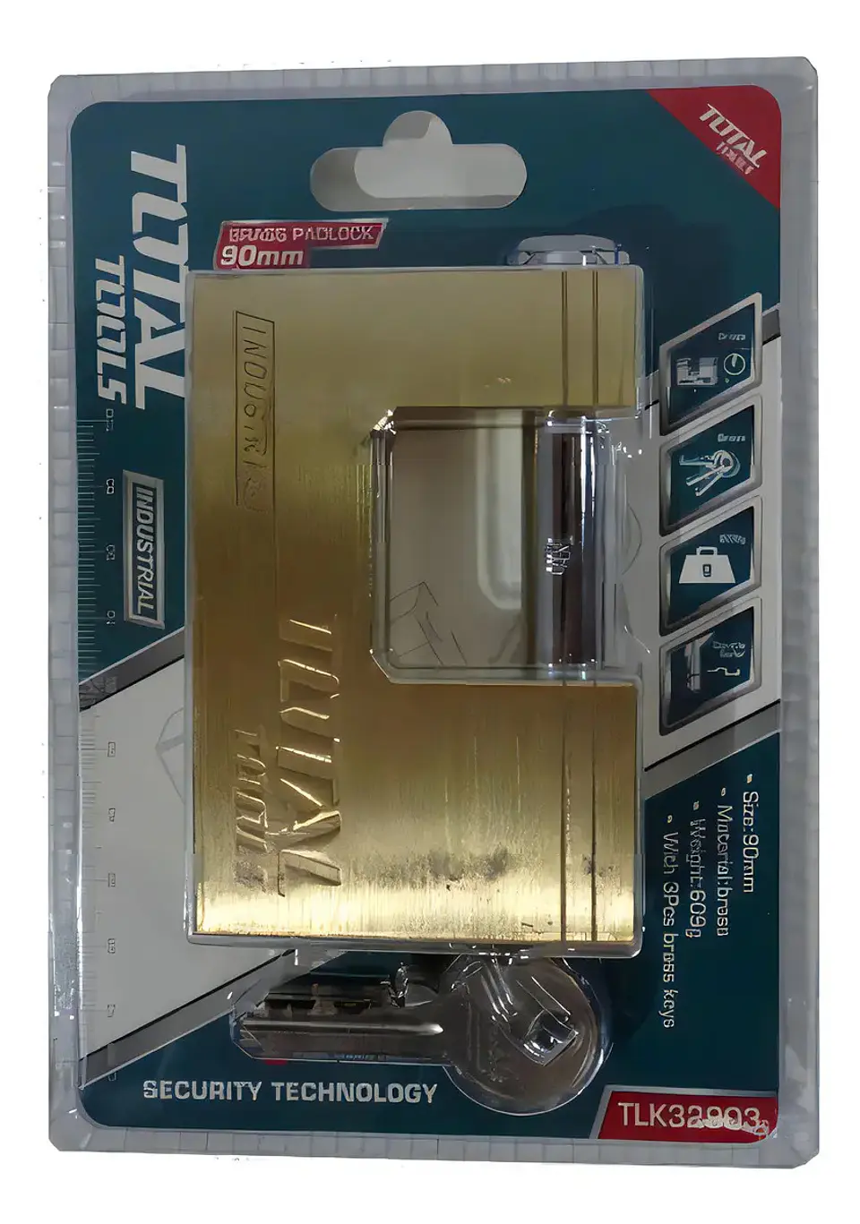 CANDADO JUMBO DE BRONCE 90MM TOTAL 3