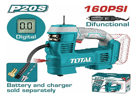 COMPRESOR AUTO INALÁMBRICO 20V 160PSI TOTAL SIN BATERIA SIN