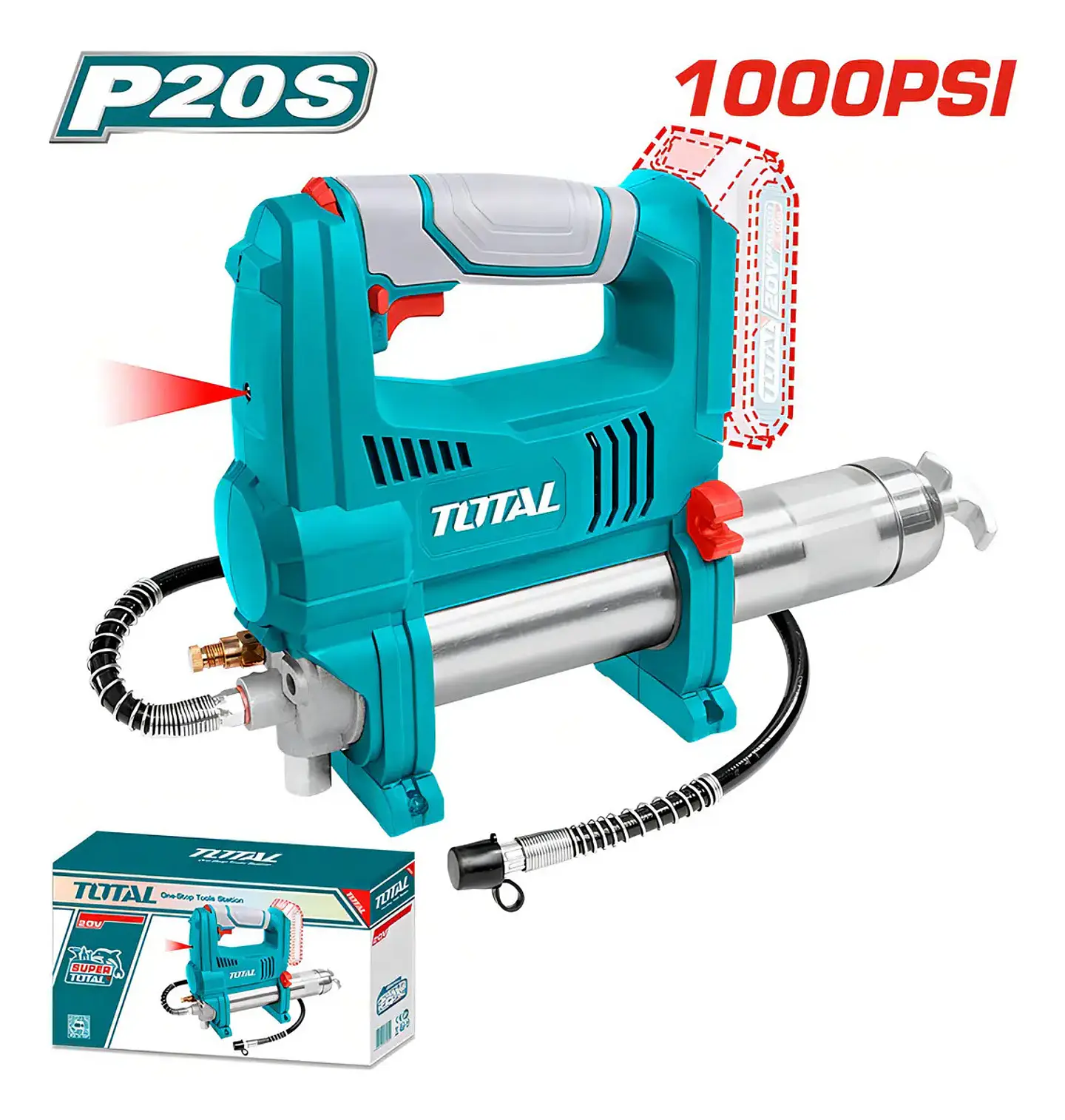 PISTOLA ENGRASADORA INALAMBRICA 20V TOTAL SIN BATERIA SIN CA 1