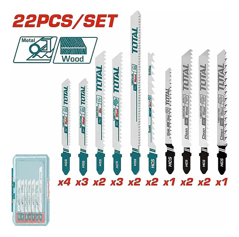 JGO HOJAS SIERRAS PARA CALADORA POR 22PCS TOTAL