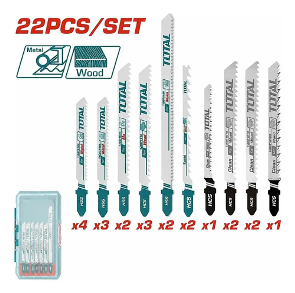 JGO HOJAS SIERRAS PARA CALADORA POR 22PCS TOTAL 1