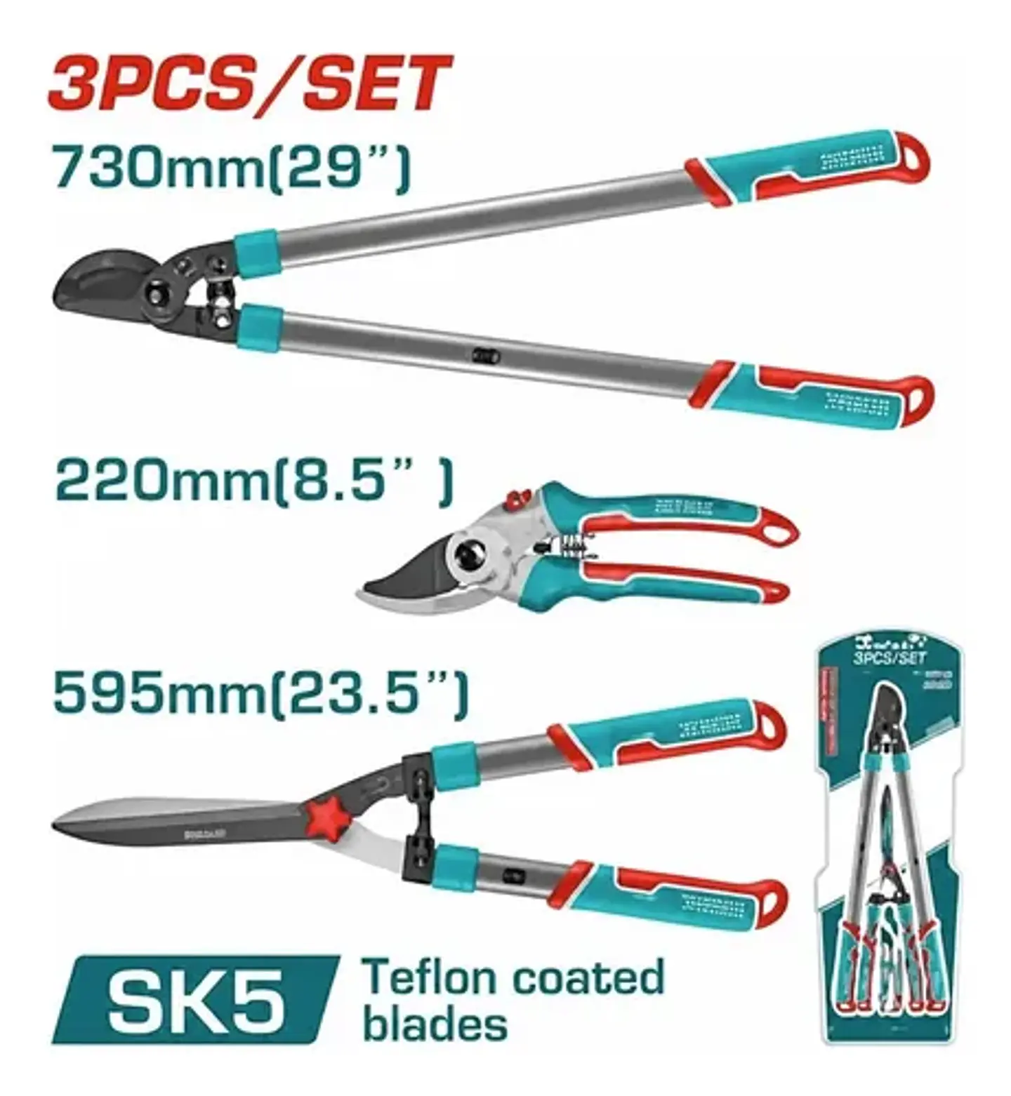 JGO TIJERAS PARA PODAR JARDIN POR 3PCS TOTAL 1