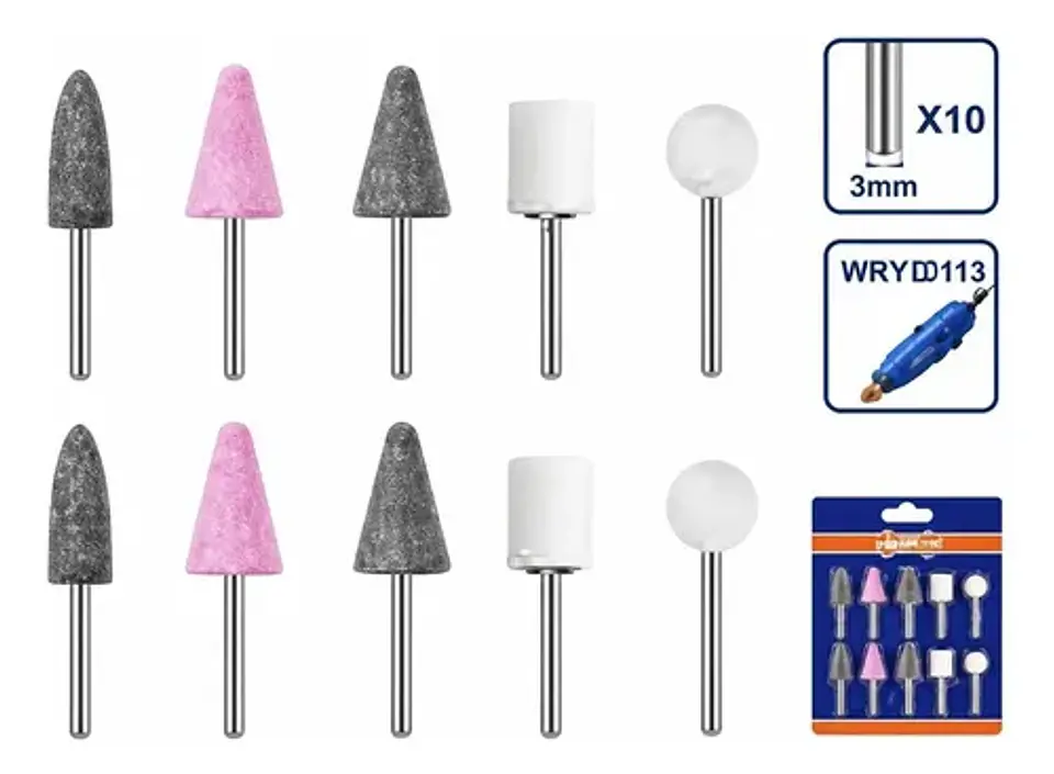 ACCESORIOS 10PCS MINI-RECTIFICADORA 3MM WADFOW 1
