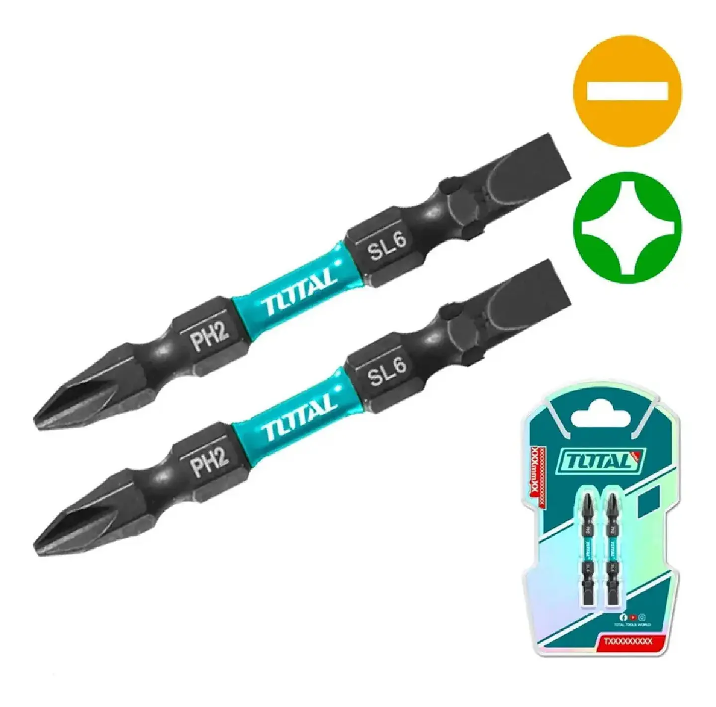 JGO PUNTAS DESTORNILLADOR 2PCS PH2+SL6 65MM TOTAL 3