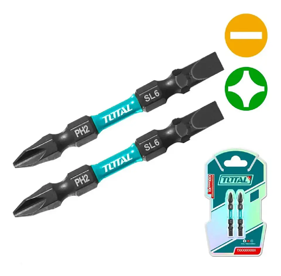 JGO PUNTAS DESTORNILLADOR 2PCS PH2+SL6 65MM TOTAL 3