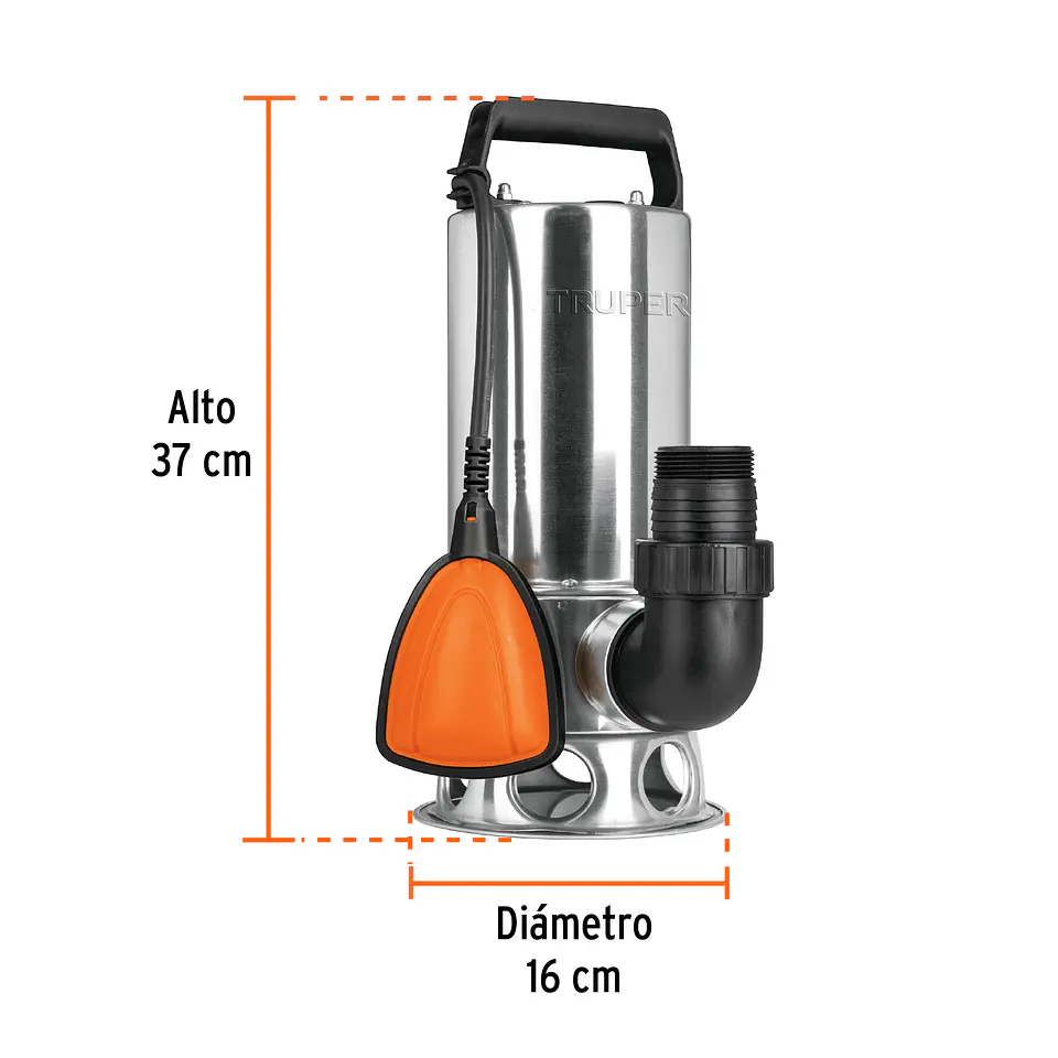 Bomba sumergible para agua sucia, cuerpo de acero inoxidable marca TRUPER 3