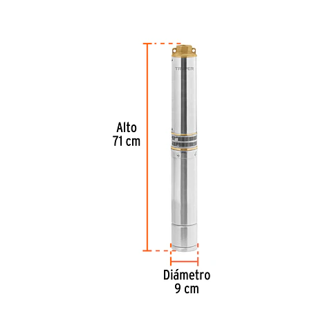 Bomba sumergible tipo bala 4", 1HP,uso agrícola, 220V,TRUPER