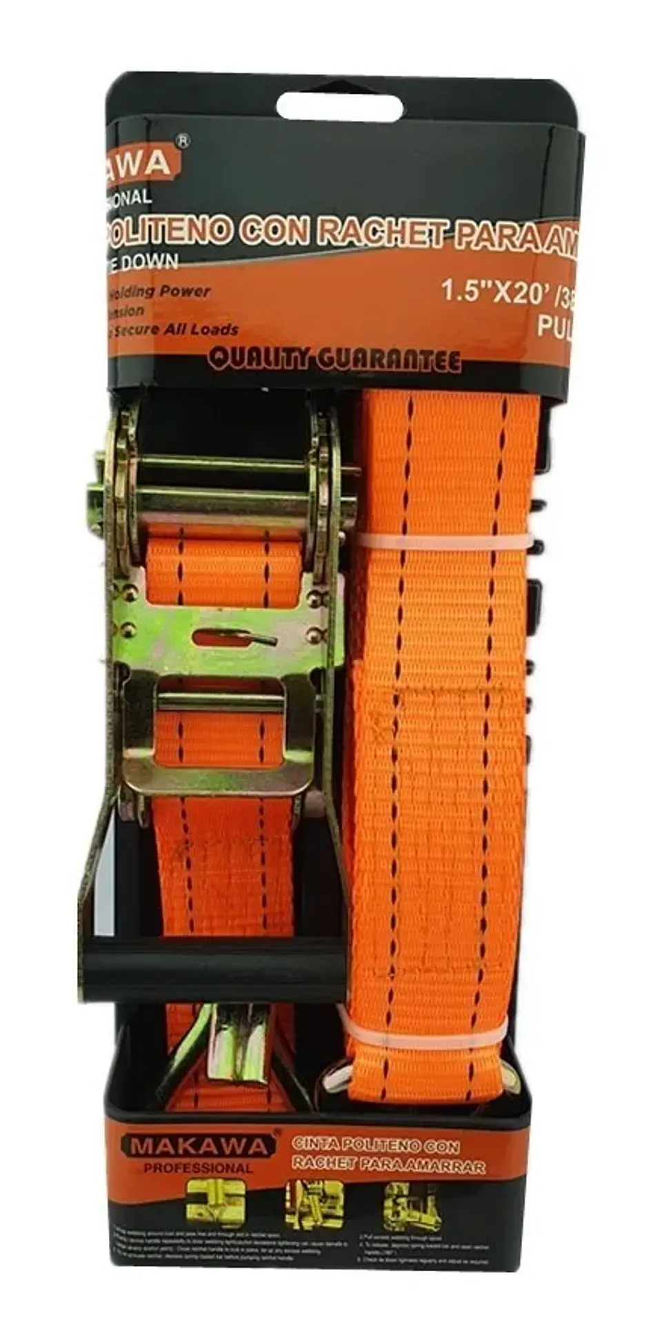 Eslinga Cinta Amarre Con Ratchet 1,5 Pulgada X 20 Ft Makawa 1