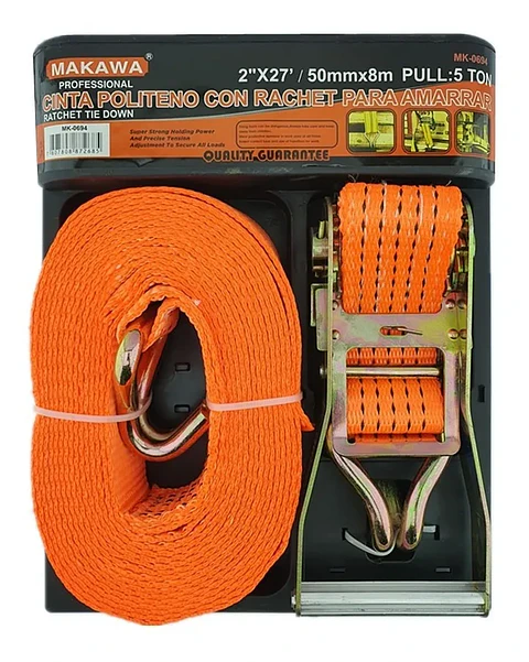 Eslinga Cinta Amarre Con Ratchet 2 Pulgada X 27 Ft Makawa