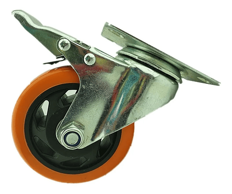 Rueda Naranja Con Freno Giratoria 4 Pulgadas