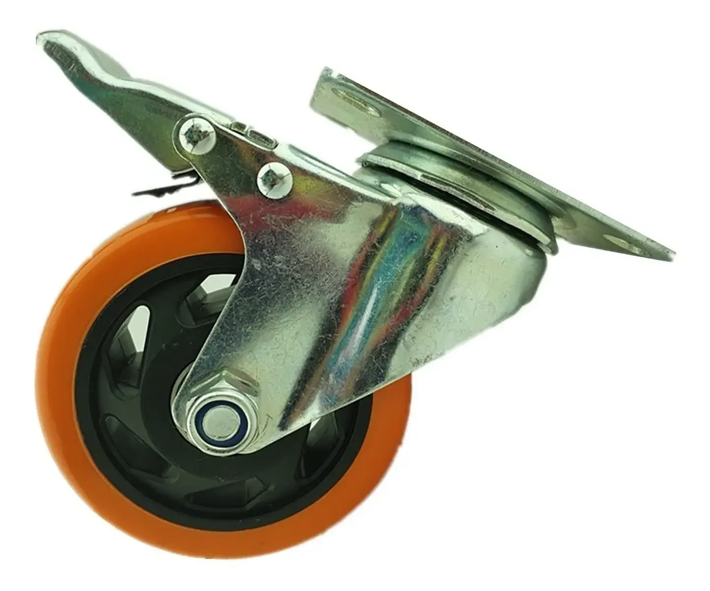 Rueda Naranja Con Freno Giratoria 4 Pulgadas 1