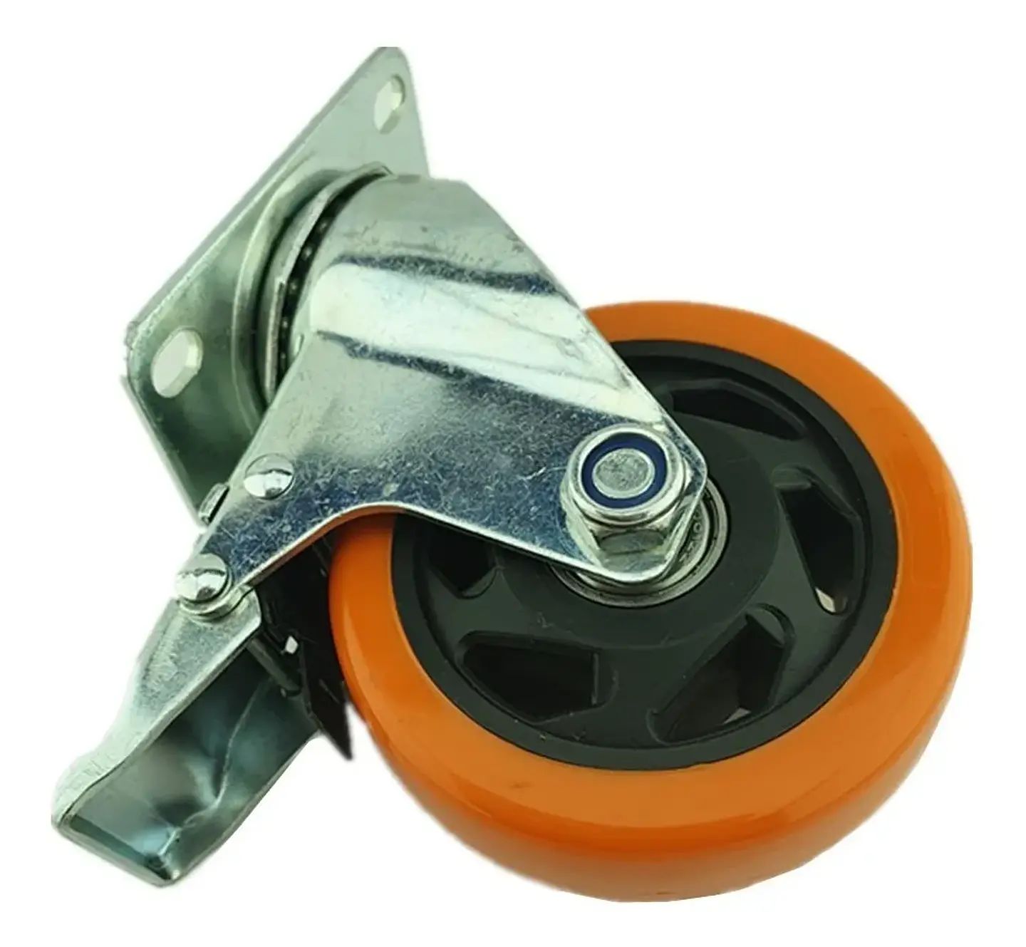 Rueda Naranja Con Freno Giratoria 4 Pulgadas 2