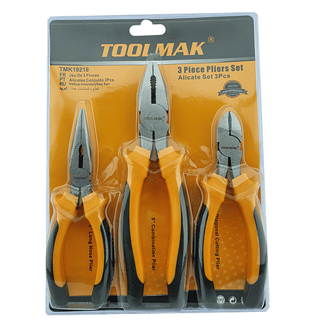 Set Kit Juego De Alicates 3 Piezas Toolmak