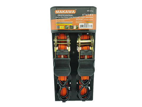 Juego 2 Eslinga Cinta Amarre Con Ratchet 1puLG X 15ft Makawa