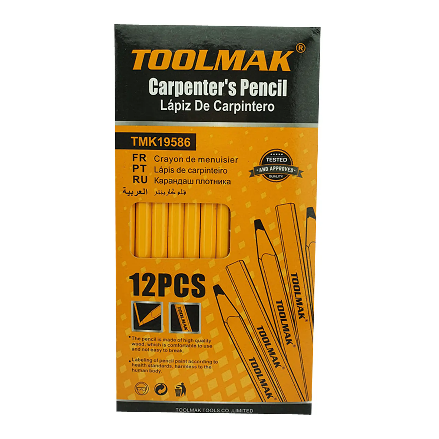 Lápiz Carpintero Madera Albañil Construcción 12 Pcs Toolmak 1