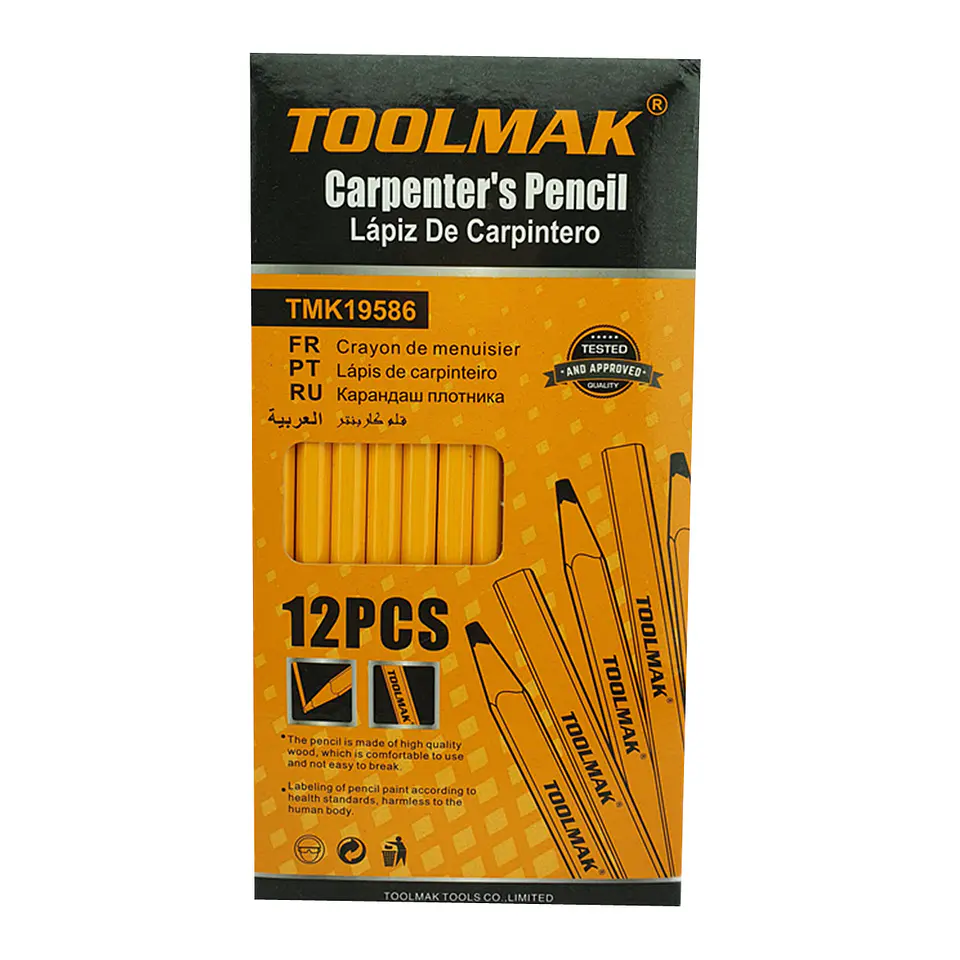 Lápiz Carpintero Madera Albañil Construcción 12 Pcs Toolmak 1