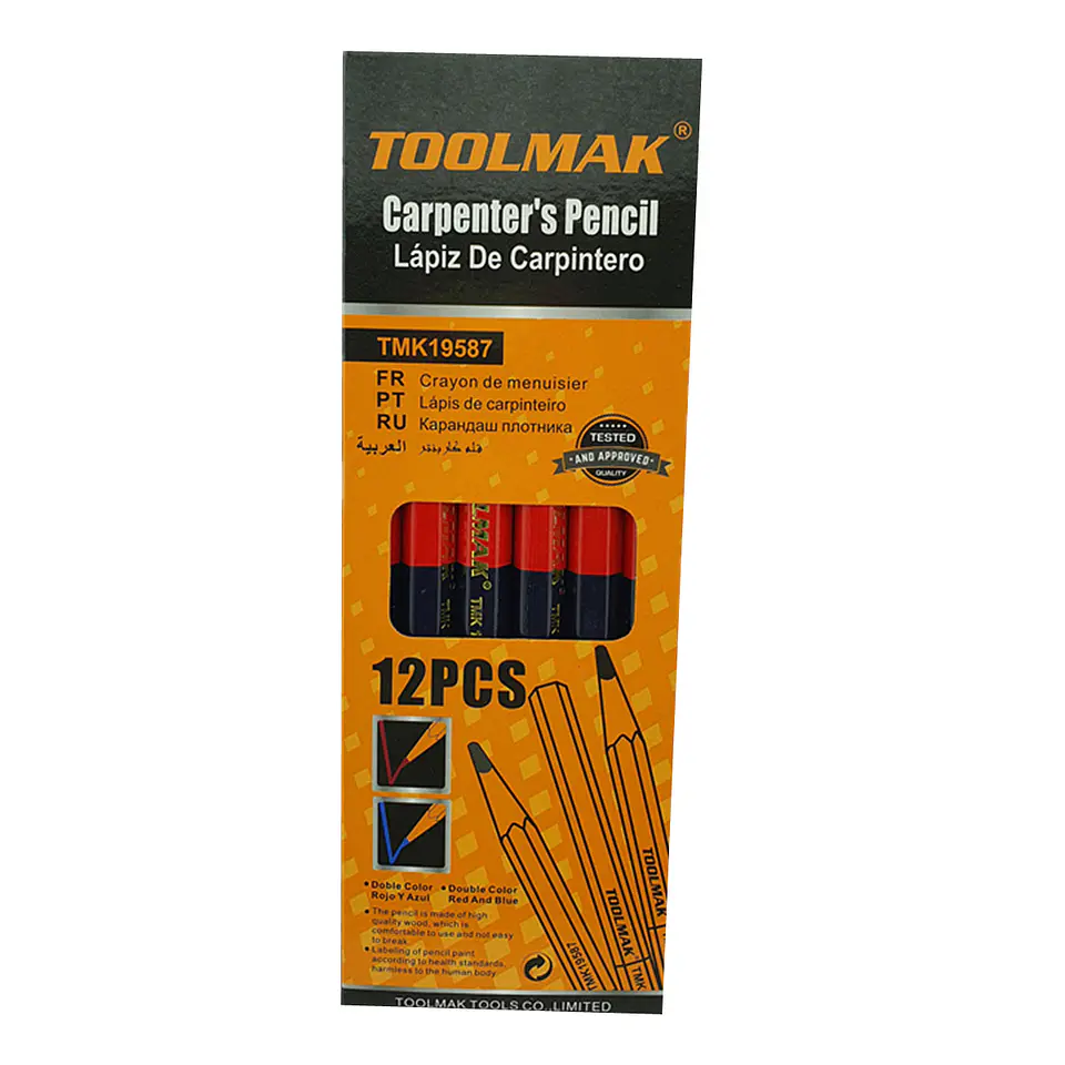 Lápiz Carpintero Madera Albañil Construcción 12 Pcs Bicolor 1
