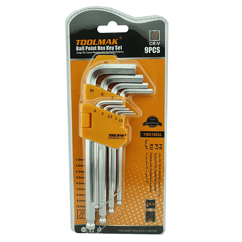 Juego Llaves Allen Medianas Hexagonal 9 Piezas Toolmak