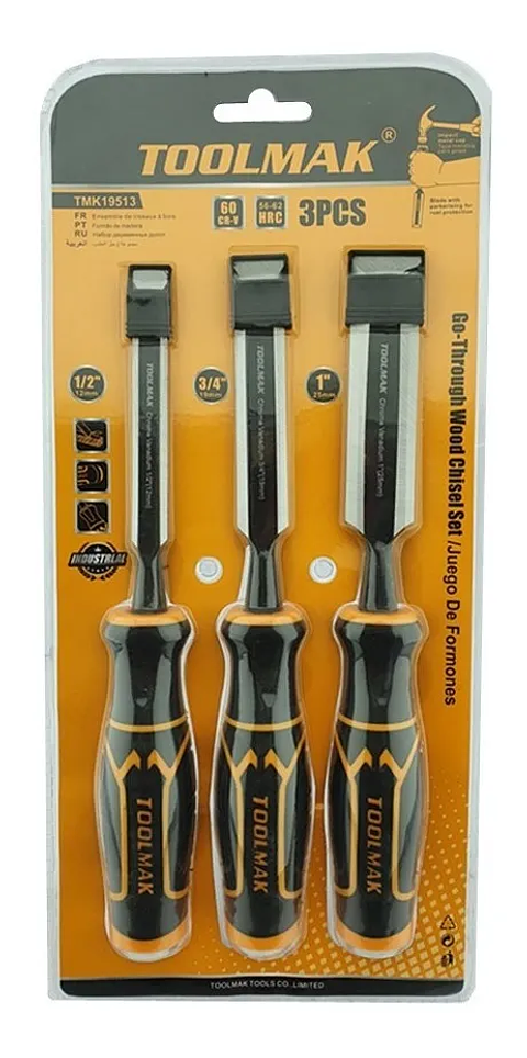 Set Kit Jgo De Formones Cinceles P/ Madera 3 Piezas Toolmak