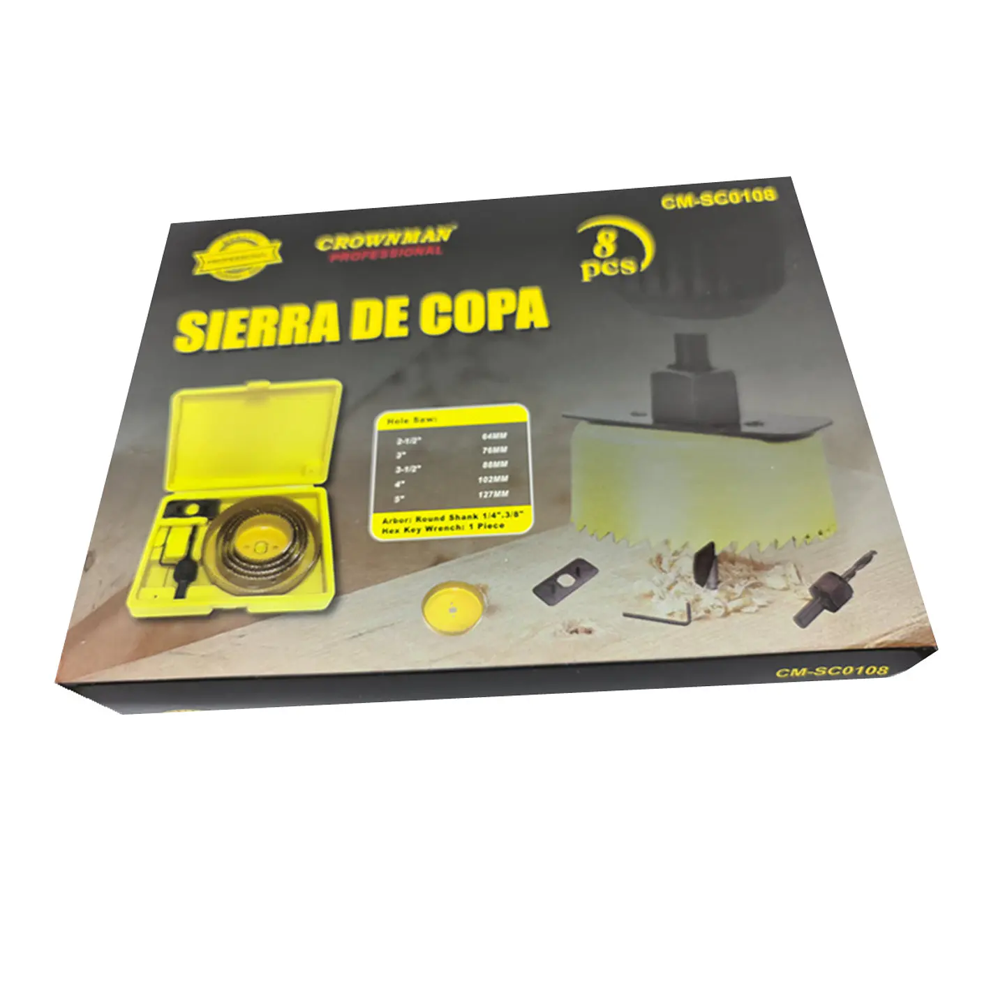 Juego Hoja Broca Sierra Copa Para Madera 8 Piezas Crownman 3