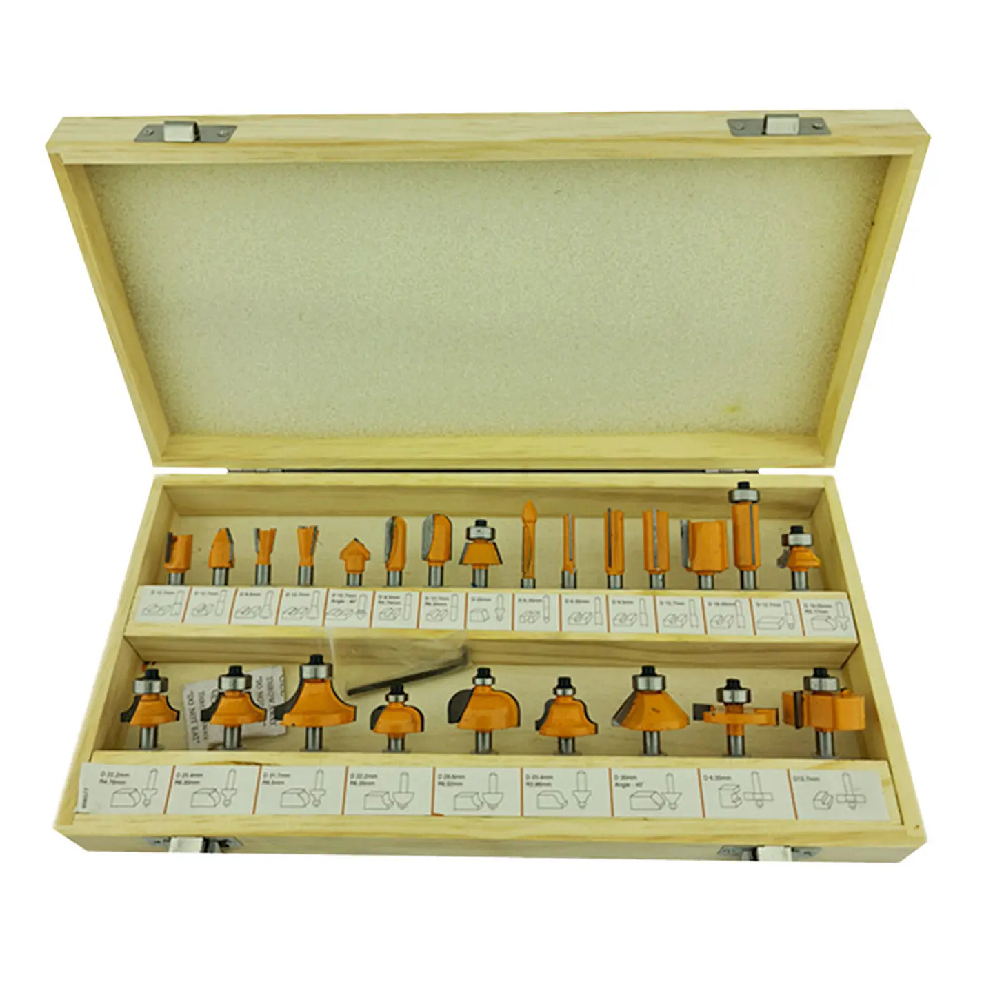 Kit Fresa 24 Pieza Madera 1/4 6.35mm Tupi Fresadora Crownman 1