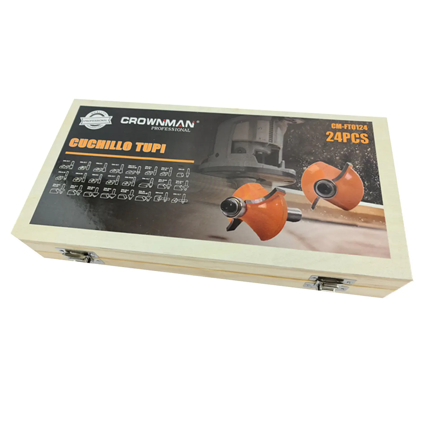 Kit Fresa 24 Pieza Madera 1/4 6.35mm Tupi Fresadora Crownman 3