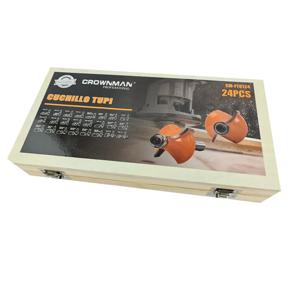 Kit Fresa 24 Pieza Madera 1/4 6.35mm Tupi Fresadora Crownman 3