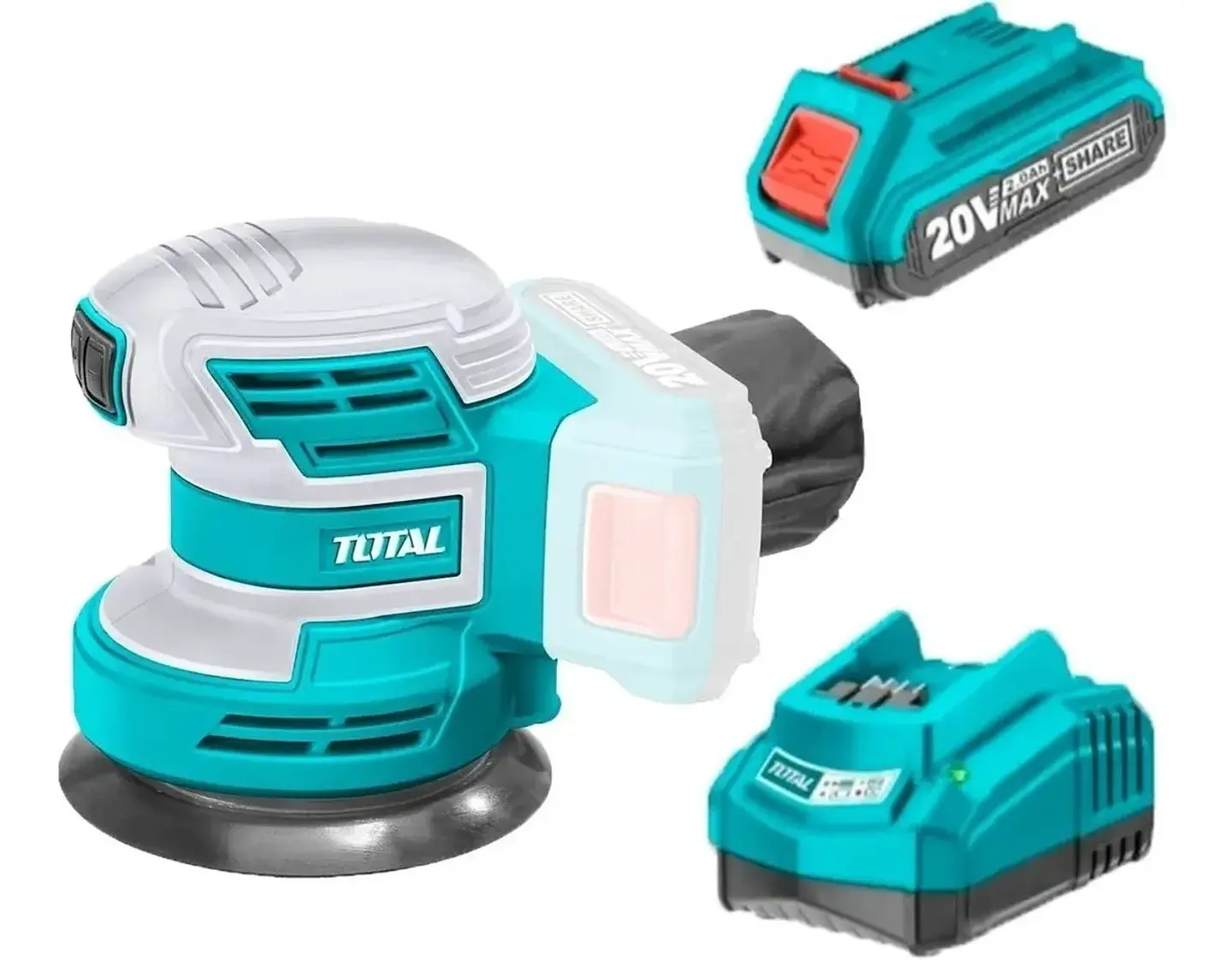 Lijadora Roto Orbital Inalámbrica 125mm 20v + Batería + Cargador Total 1