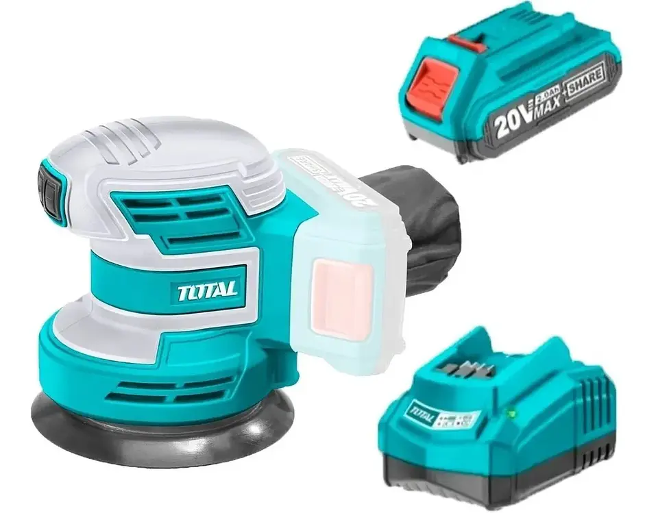 Lijadora Roto Orbital Inalámbrica 125mm 20v + Batería + Cargador Total 1