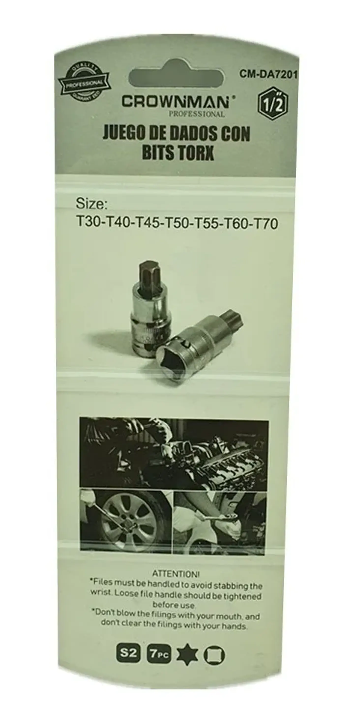 Set Kit Juego De Dados Punta Estrella Torx 7 Piezas Crownman 2