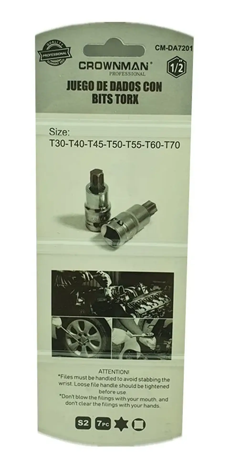 Set Kit Juego De Dados Punta Estrella Torx 7 Piezas Crownman 2