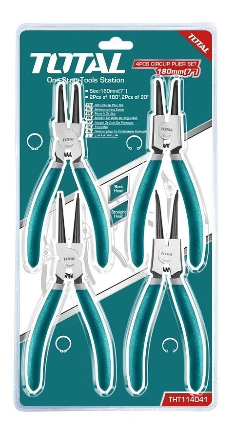 Kit Juego Set Kit De Alicates Sacaseguros 7 Pulgadas Total