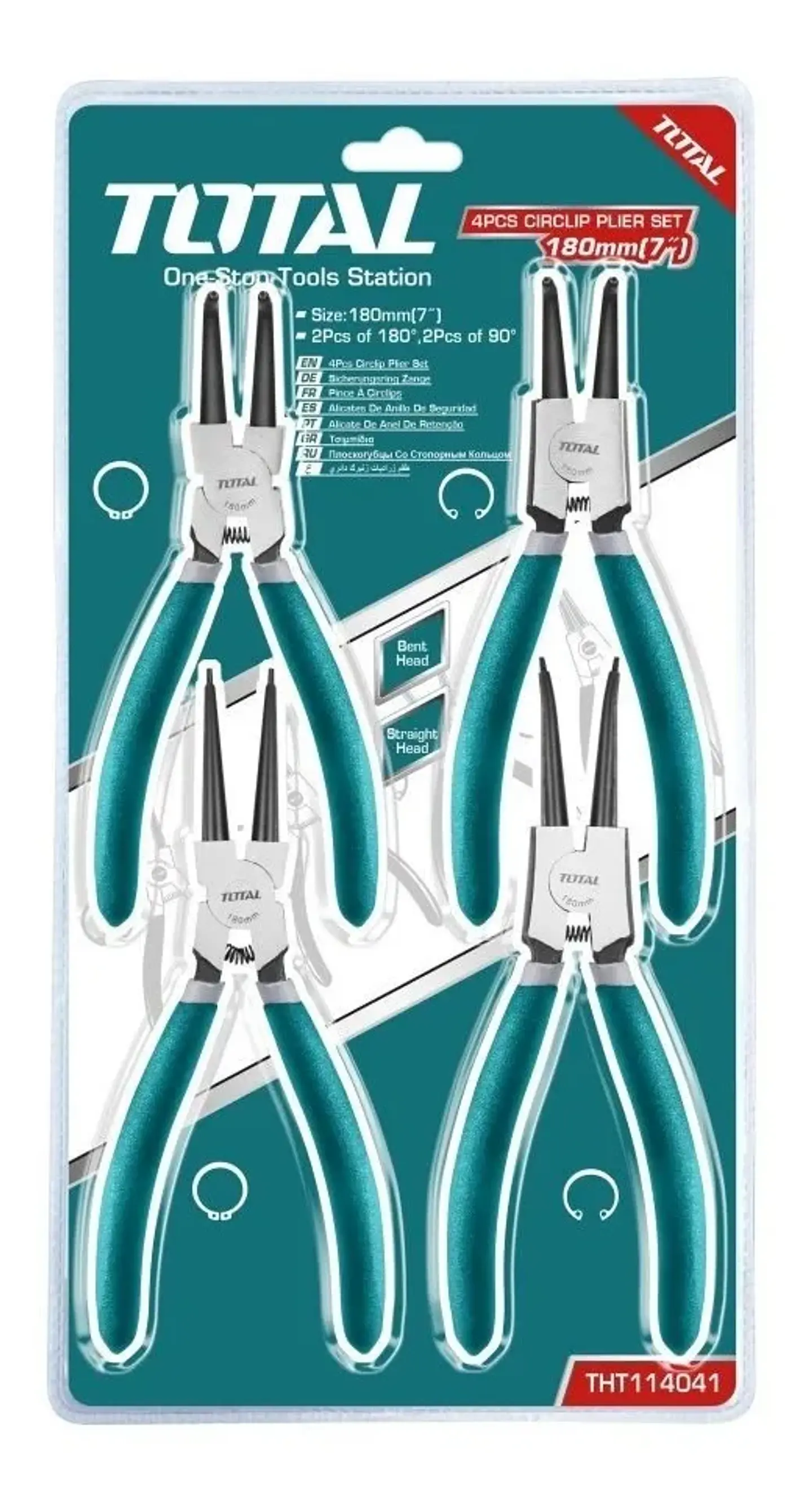 Kit Juego Set Kit De Alicates Sacaseguros 7 Pulgadas Total 1