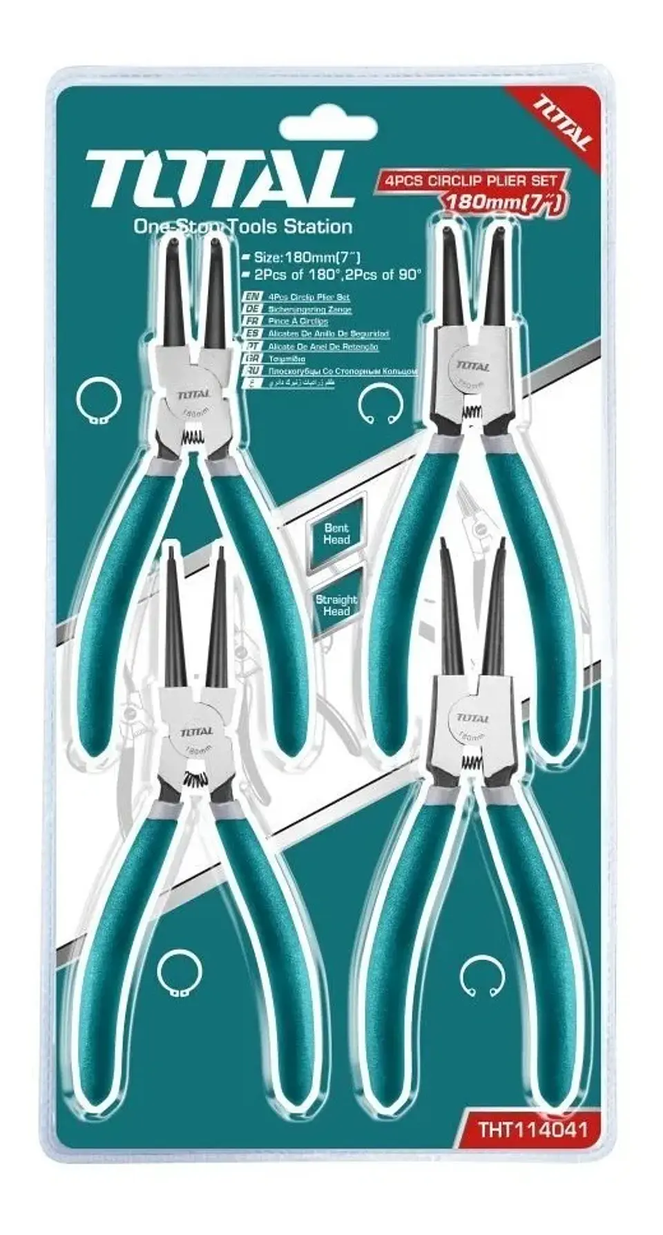 Kit Juego Set Kit De Alicates Sacaseguros 7 Pulgadas Total 1