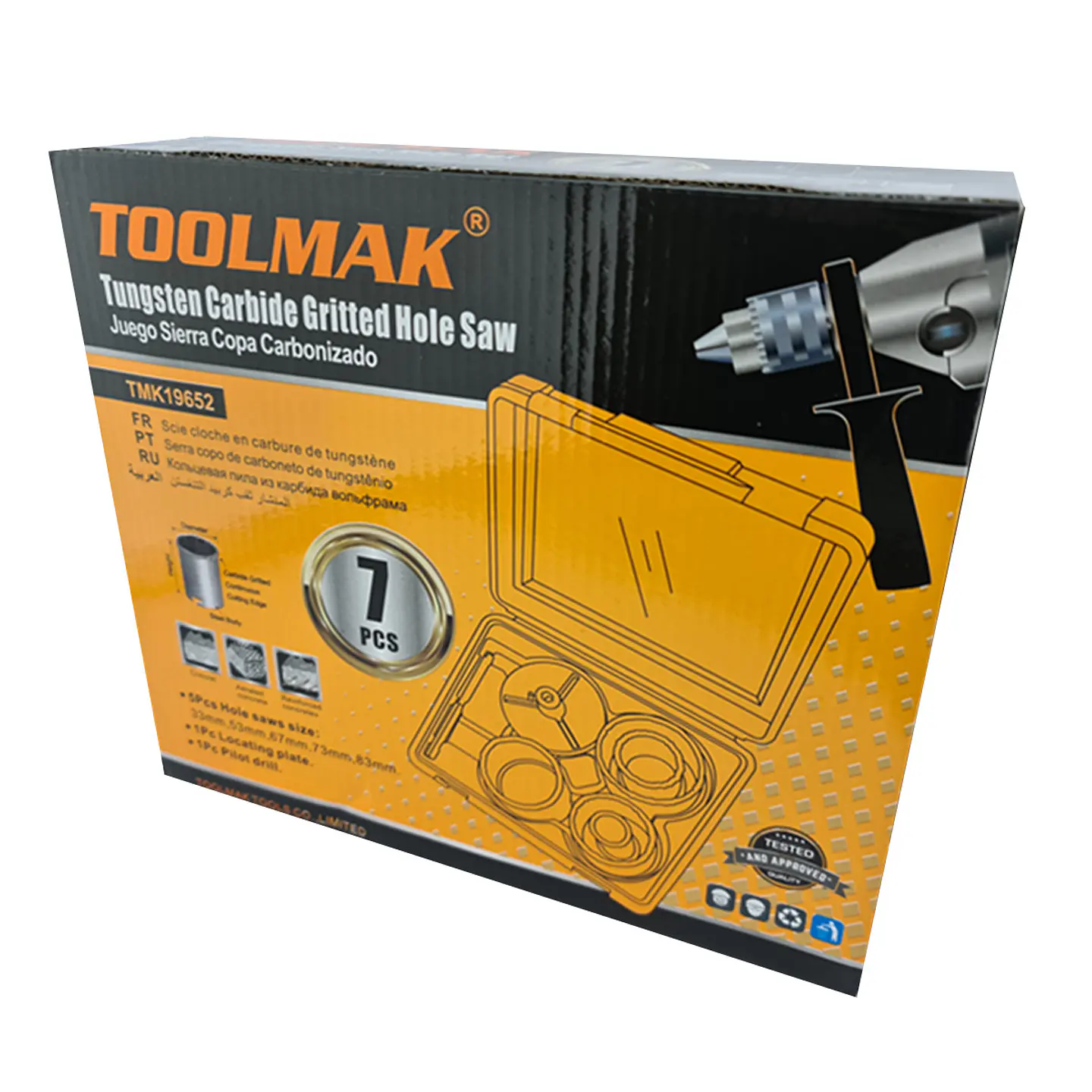 Kit Set Juego Broca Sierra Copa Diamantada 7 Pieza Toolmak 3