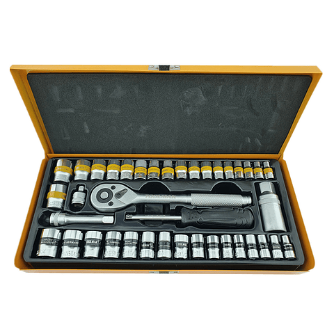 Juego De Dados 1/4 3/8 Milimétrico Pulgada 40 Pcs Toolmak