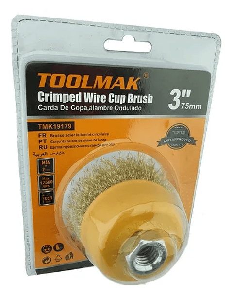 Escobilla De Copa Rizada 75mm Esmeril Toolmak