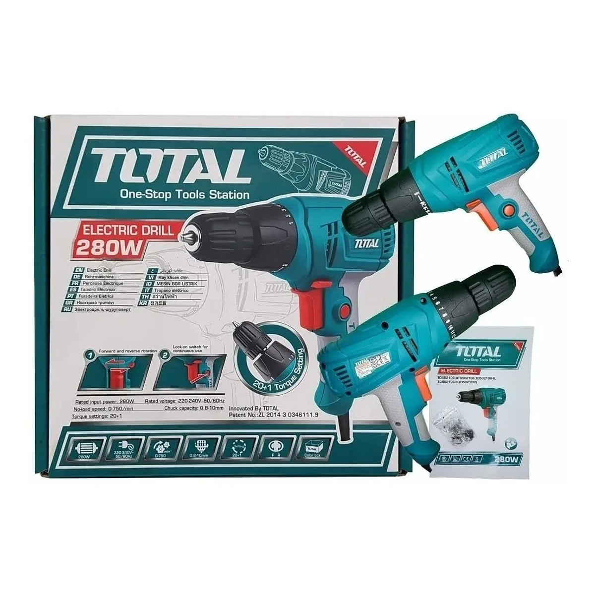 Taladro Atornillador eléctrico 280w 10mm TOTAL - Total Tools