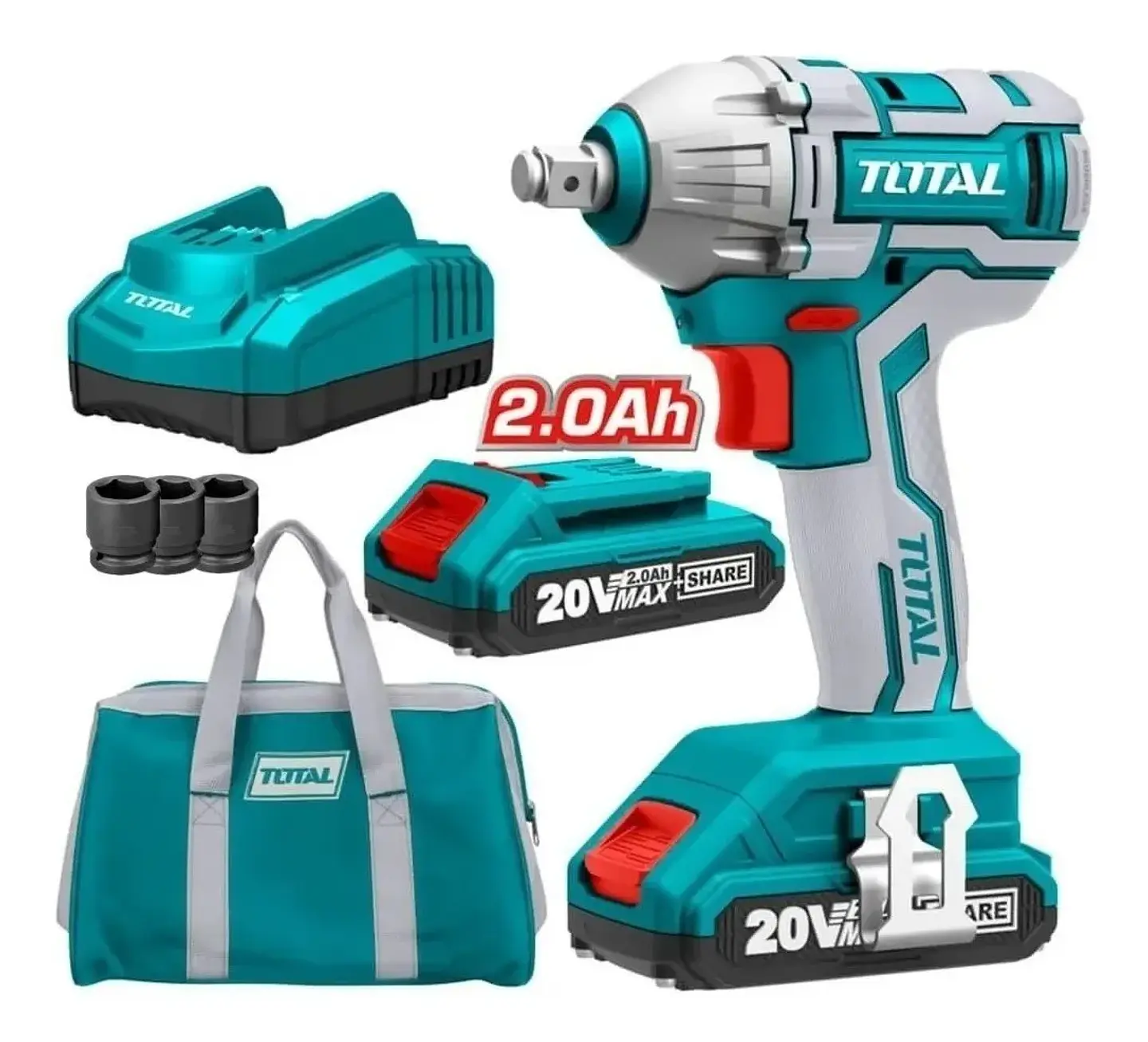 Taladro Pistola Llave Impacto 20v 2 Bat Total Tiwli2001 2