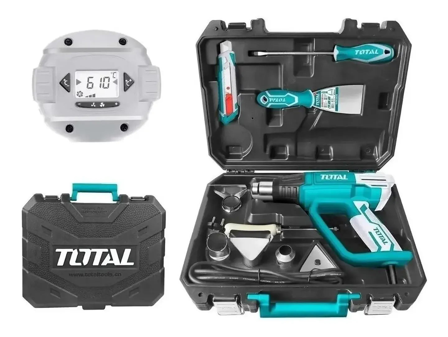 Pistola De Calor 2000w 630°c Digital Maletin Total TB20062 1