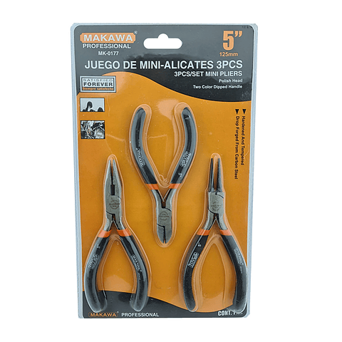 Set Kit Juego De Mini Alicates 5 Pulgadas 3 Piezas Makawa