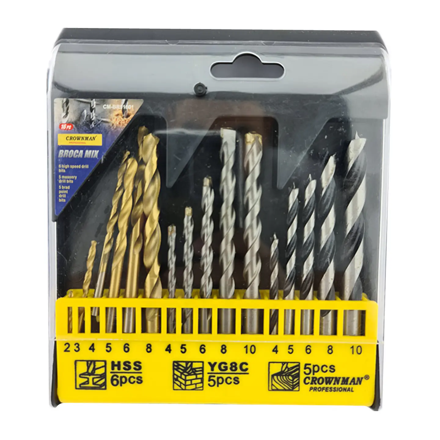 Juego De Brocas Para Madera Cemento Metal 16 Piezas Crownman 1