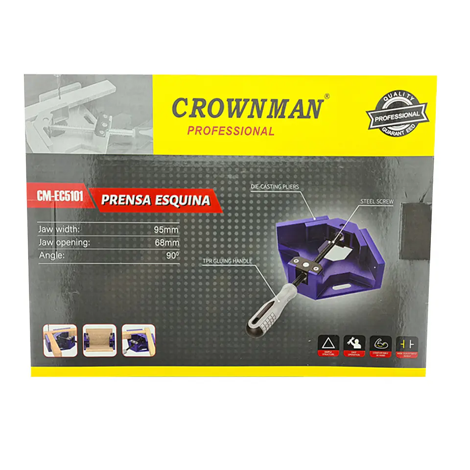 Prensa Abrazadera Esquina 90 Grado Para Unir Madera Crownman 2