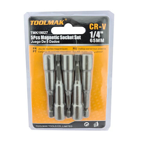 Juego De Adaptadores 1/4 Punta Magnetica 5 Piezas Toolmak