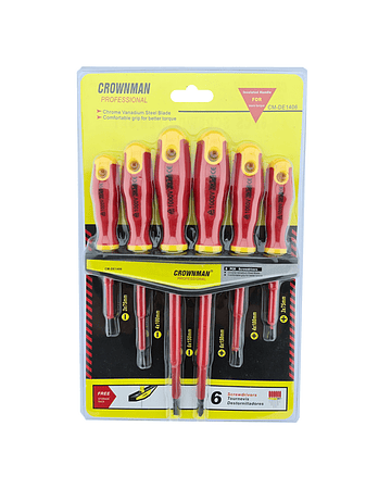 Set Kit Juego Destornilladores Electricos 6 Piezas Crownman