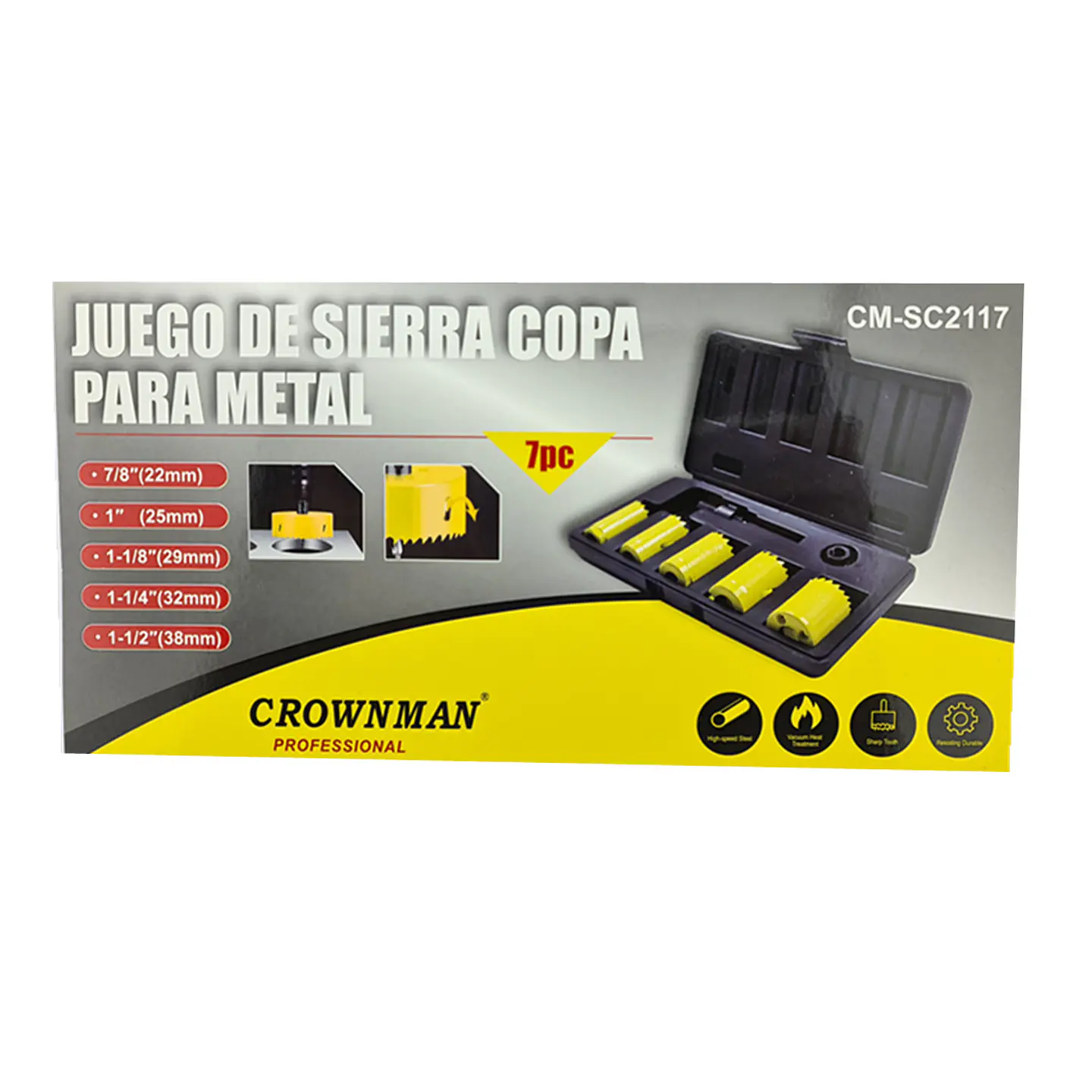 Set De Sierra Copa Bi-metal 7 Piezas Crownman SCCM2117 4