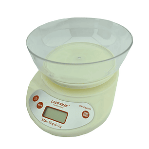 Bascula Balanza Pesa Digital De Cocina 5Kg Bowl Con Pilas Crownman