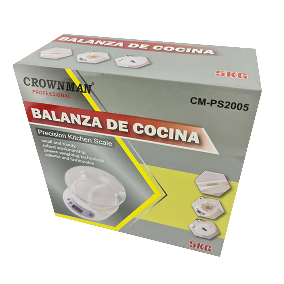 Bascula Balanza Pesa Digital De Cocina 5Kg Bowl Con Pilas Crownman 2