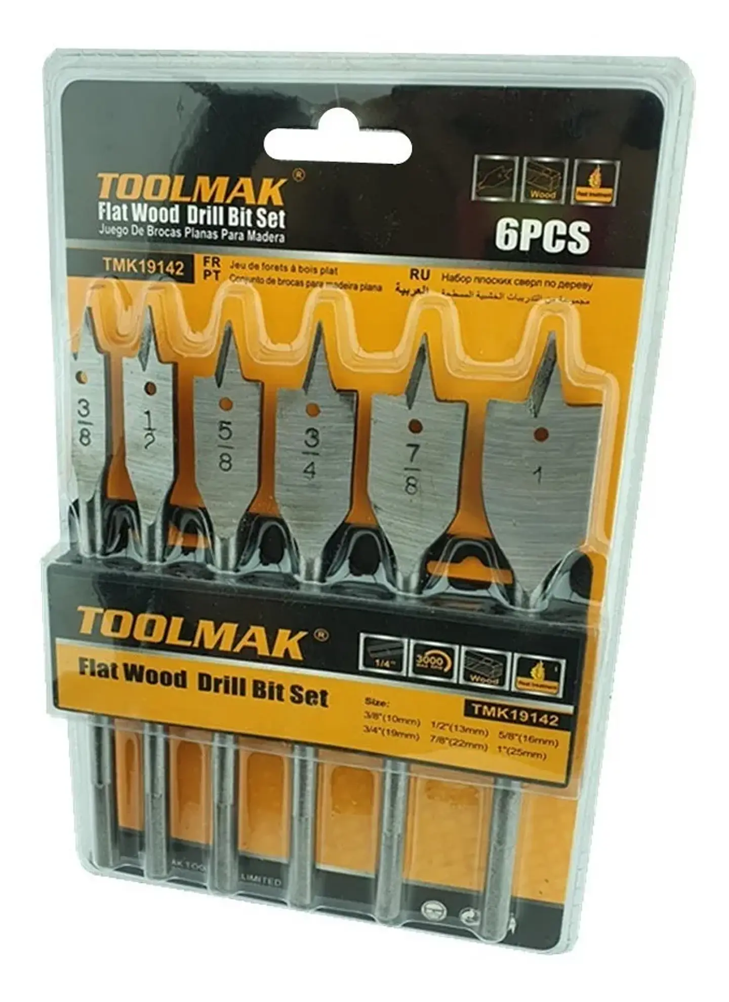 Juego Set De Mecha De Madera Para Taladro 6 Pieza Toolmak 1